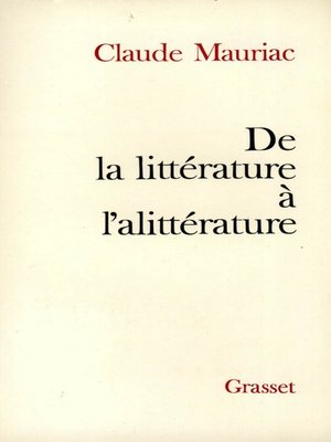 cover image of De la littérature à l'alittérature